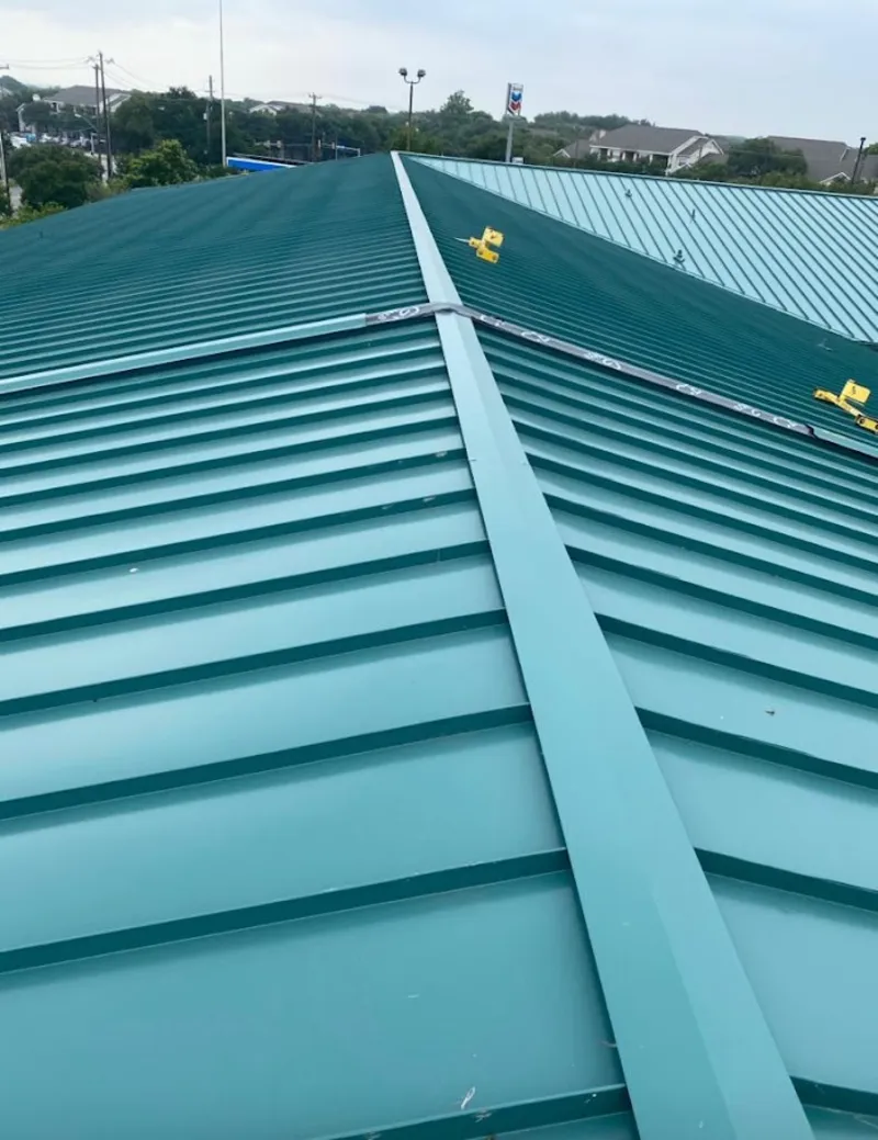 Green commercial metal roof ridge and valley for Metal Roof Repair in Severna Park